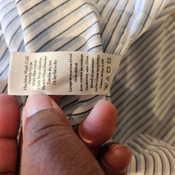 Left Of Center White Striped Ruffle Sleeveless Blouse Size Large Beach Coastal - Picture 6 of 11